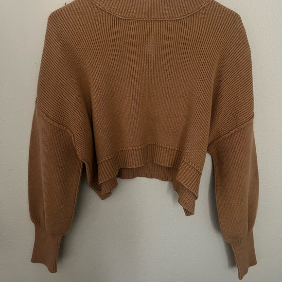 Free People Sweaters - Free People Cropped Turtleneck Sweater in Camel Brown